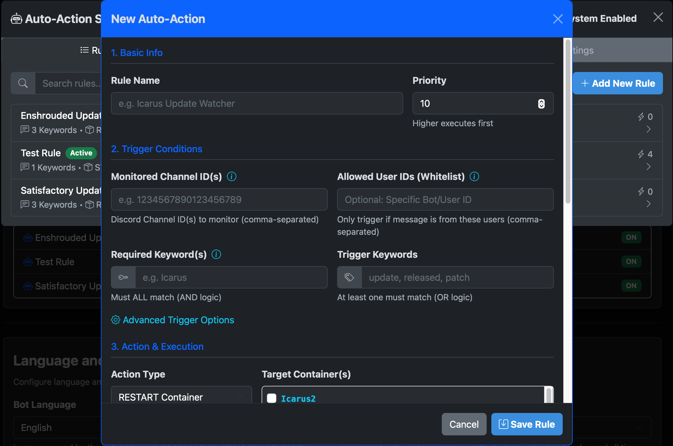 Auto-Action Rule Configuration