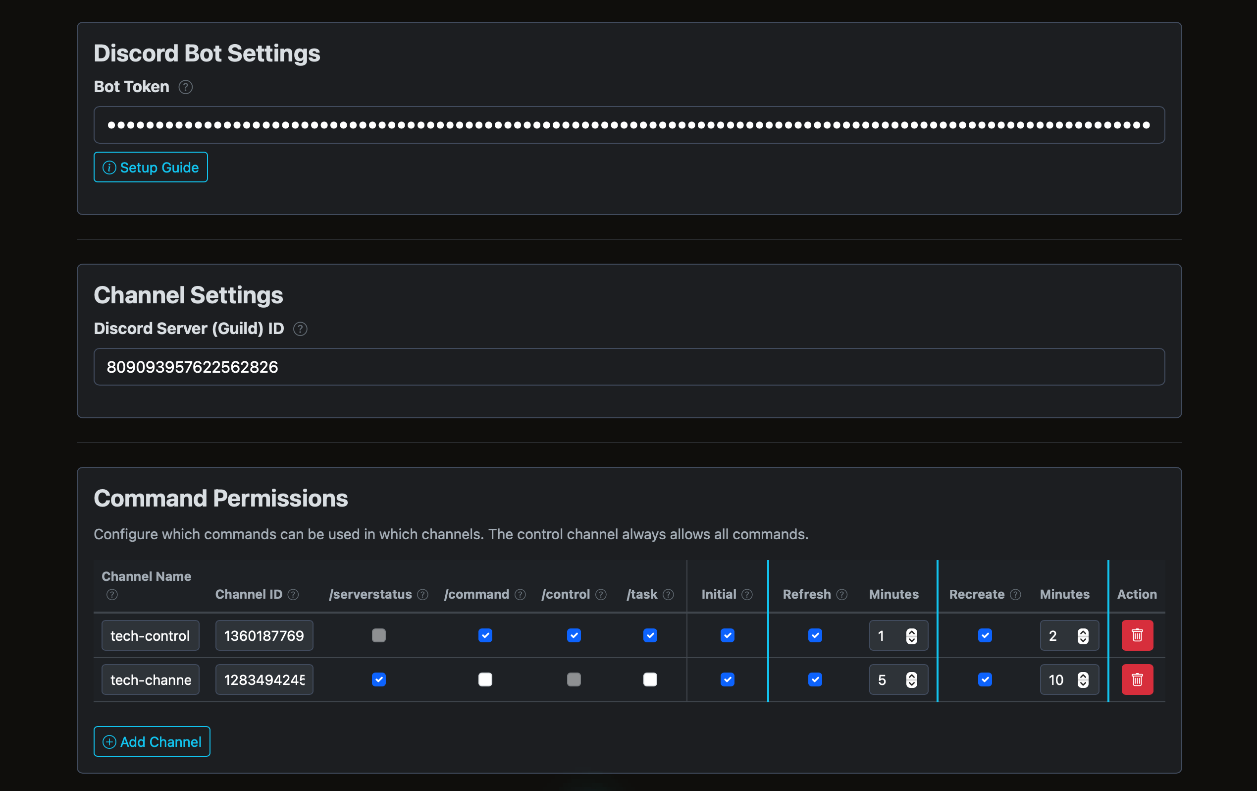 Web Interface Dashboard